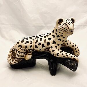 Chalkware/Plaster Vintage Large Leopard Table Figure Statue Made in Mexico